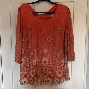 Sara Michelle Coral Floral Blouse